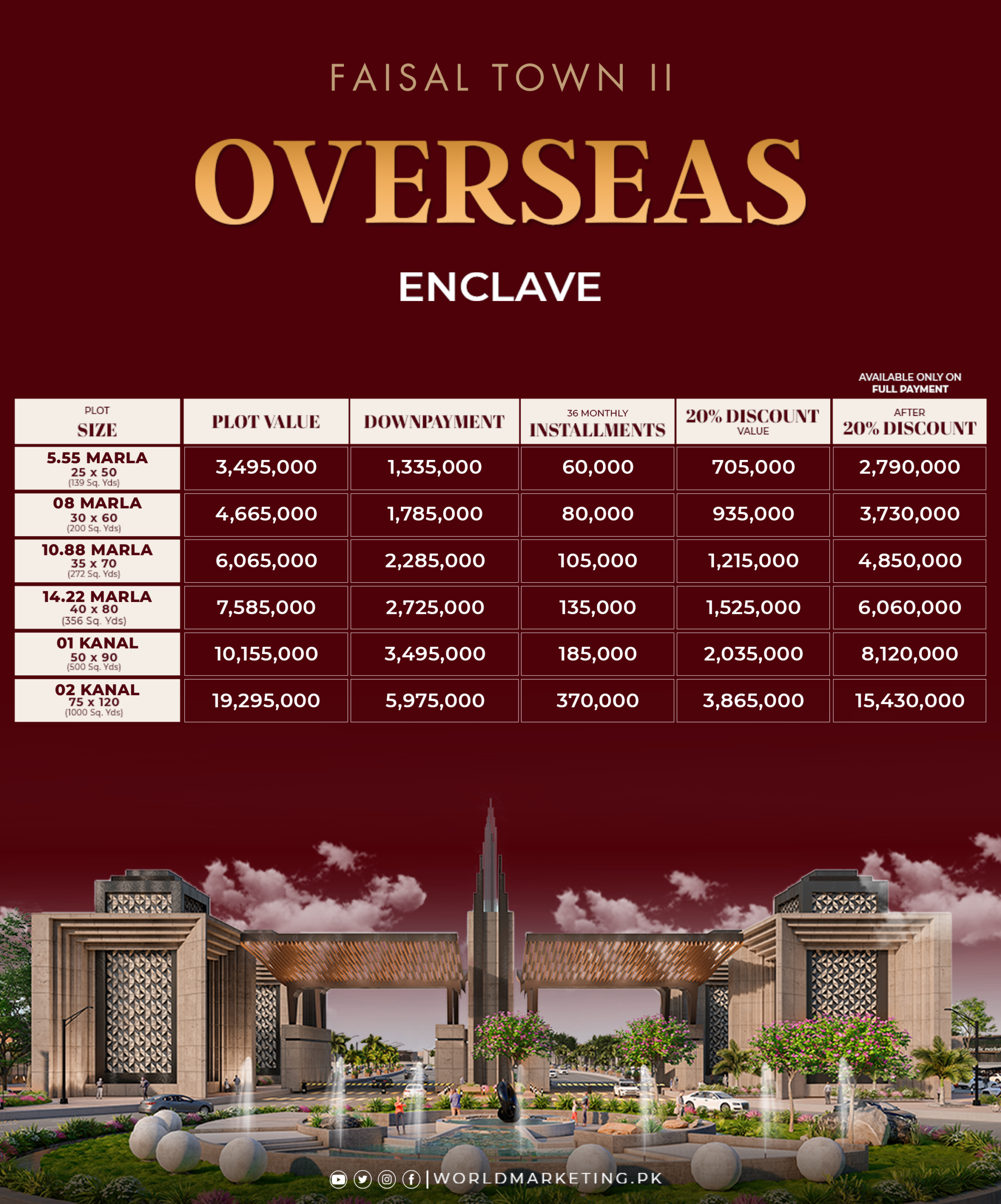 Faisal Town Phase 2 Payment Plan Overseas Block (Maroon) Updated (New Rates) A4